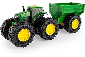John Deere Kids 736 47353 Lights & Sounds Trattore con carro, verde