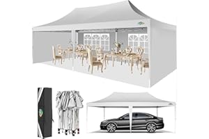 COBIZI Pop up Gazebo 3M x 6M Marquee Gazebo with Sides 2.0, Upgrade Structure Wind & Waterproof Easy up UV Blocking with 4 Sidewalls & Carry Bag & 4 Stakes & Ropes, White