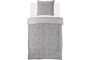 Brielle Komplet pościeli z makosatyny, pościel dwustronna, 100% bawełna/liczba nici 220, jedwabiście miękka, luksusowa, z zamkiem błyskawicznym, ciemnoszaro-jasnoszara, 2-częściowy, poszewka na kołdrę 140 x 200 cm, poszewka na poduszkę 65 x 65 cm