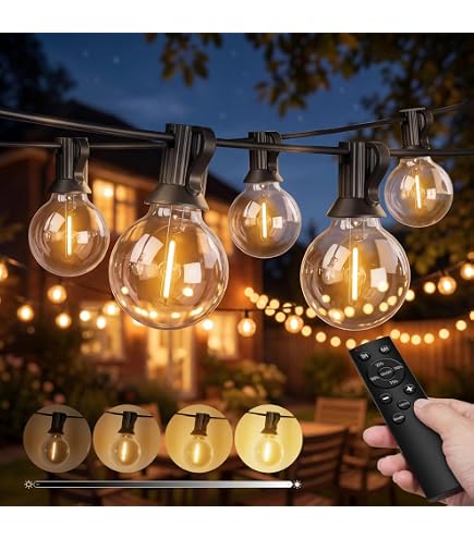 EDISHINE Lichterkette Außen 15m – IP44 Wasserdicht, 25+2 G40 LED Birnen, Warmweiß