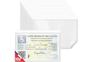 AVIDA · ZEN AVIDA ZEN Support Carte Handicapé Pare Brise - Support Carte VTC - Porte Carte Handicapé Pare Brise – Carte Mobilité Inclusion - Pochettes Adhésives Transparentes (Lot de 10)