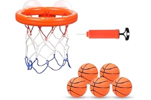 Vicloon Mini Basketballkorb,Kinder Mini Basketballkorb Set mit 5 Hüpfbälle,2 Saugnapf und Luftpumpe,Wasserspielzeug Kinder Spielzeug für Wohnzimmer,Bad,Schlafzimmer,Outdoor
