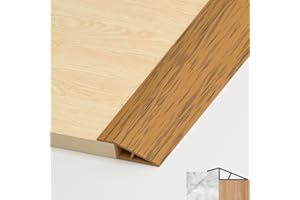 LIHIQIYA Barre de Seuil Adhesive, Bande de Transition de Sol Autocollante en PVC Seuil de Porte Adhesif Barre de Seuil Rattrapage de Niveau pour Hauteur du Seuil (Grain de Bois Jaune, 10mm ~ 15mm, 1M)