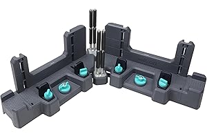 wolfcraft Caja de ingletar y falsa escuadra PRO I 6956000 I Solución 2 en 1 para rodapiés a la medida exacta