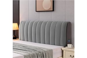 XCPHGFM bed Cotton Filling Short Plush Upholstered Stretch Headboard Slipcover, Grey, 120x60cm