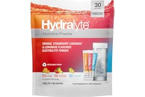 Hydralyte Effervescent Electrolytes Powder Sachets - Variety Pack: 30 Orange, Strawberry Lemonade, Lemonade Flavoured Sticks - Rapid Rehydration - Prevent Dehydration - Achieve Optimal Hydration