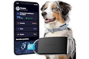 Invoxia Minitailz - Traceur GPS & Santé n°1 pour Chien - Alertes Anti-Fugue, Scan respiratoire - Localisation Temps réel, Rechargeable USB, Zone et Clôture Virtuelle - Mini Tracker sur Collier