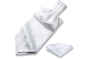 HISDERN Ascot Uomo a Paisley Pois Foulard Uomo e Fazzoletto Elegante Cravatta Ascot Uomo e Pochette da Matrimonio Festa Classico Ascots Set