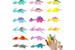 LPMXYW 12 Pcs Slingshot Dinosaur Finger Toys Rubber Stretchy Flick Dinosaur Finger Slingshot Funny Rubber Finger Dinosaur Toys Catapult Toy Elastic Flying Finger Dinosaur Birthday Gifts Random Color