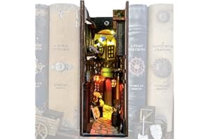 KFGJ Medieval Bookshelf Insert Box Bookends, Micro Landscape Decoration, Wooden Diagon Alley Book Nook Kit Bookend Stand Bookshelf Insert Bookends Decor Model Building