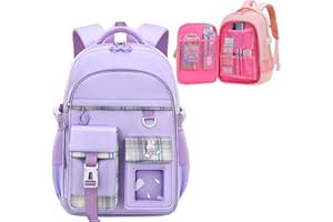 WYCY Mochila para Niñas Moda Refrigerador Puerta Mochila Escolar Gran Capacidad Kawaii Mochila Escolar con Lindos Colgantes de Unicornio y Mochila Impermeable para Niñas