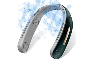 Kukiwhy Ulepszony wentylator na szyję, 4 szt. Turbo 6000 mAh przenośny wentylator na szyję, regulowany 360 °, osobisty wentylator USB bez łopatek do podróży powietrza-zielony