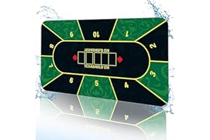 FUNVALLEY SURPERFECT 180x90 cm Poker Mat,10 Player Texas Hold'em Poker Rubber Mat Topper for Tables,Portable Poker Table Top Layout For Play Cards,PokerGames,Blackjack,Casino,With Carrying Bag