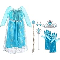 Vicloon ELSA Prinzessin Kostüm Kinder Deluxe Fancy Blaues Kleid,Accessoires und Schuhe für Mädchen, Weihnachten…