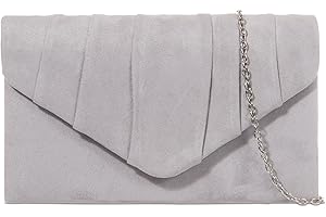 fi9® Plain Suede Pleated Wedding Ladies Party Prom Evening Clutch Hand Bag Purse