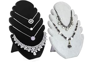 xutong 2 Pieces Necklace Display Stand with 5 Chain Slots for Hanging Necklace Jewelry Organizer Holder Velvet
