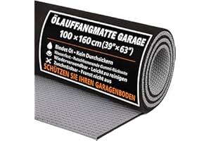 ERUAOLYTIC Ölauffangmatte 100×160 cm, 6,5 mm – Garagenbodenmatte/Bodenschutzmatte, Ölsaugmatte & Ölbindematte, rutschfeste Gummiunterseite, für Garage & Werkstatt, unter Auto & Motorrad