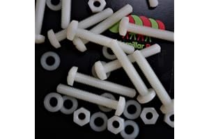 CATERPILLAR RED 50 x têtes plates en nylon, vis de machine en plastique pour traverse, M6 x 40mm, boulons, écrous et rondelles