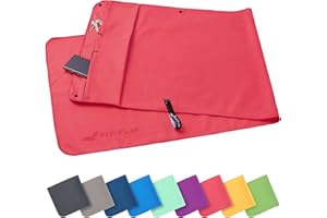 FIT-FLIP Ręcznik treningowy z mikrofibry - Ręcznik fitness z kieszenią zapinaną na zamek + klips magnetyczny - Kompaktowy i szybkoschnący - Ręcznik sportowy Gym