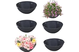Yallmie 4Pcs Black Felt Liner for Hanging Baskets - Round Fabric Planter Trough Liner Replacement for Plants, Flowers and Vegetable Growth (16in)