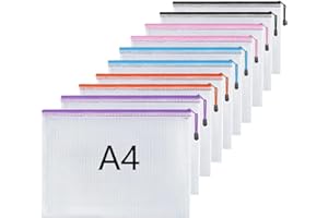 OJUSSA A4 Plastic Wallets File Folder Zip Lock Bags Document Wallet File Zipper Bags for Office Home School Supplies 10Pcs