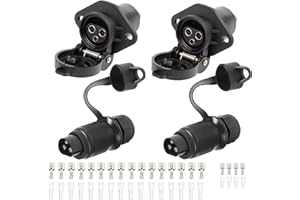 AGRISHOP 2Stück Anhänger Stecker 3polig 12v 24v und 2Stück Steckdose 3-Polig,Wasserfester Traktor Steckdose Stecker 3 polig für LKW RV PKW KFZ,Stecker 3 polig mit Isolierhülse Draht Crimpklemmenblock