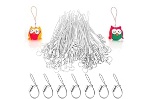 OQKAHIV 50 Stück Silber Phone Lanyard Strap for Keyrings, Einfache Handy Lanyard Strap, Mobile Phone Pendant Loops with Carabiner, Phone Ring Strap, Mobile Phone Charm Cord for Pendents, Key Pendant