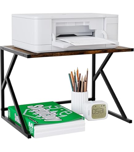 Luchs – Printerhouder, standaard van metaal, organizer, bureaurek voor printers, ideaal voor kantoor en thuis, in de breedte uittrekbaar (modern