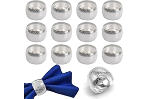 LEEQ 12pcs Serviettenringe Silber - Metall Servietten Schnallen, Serviettenringe Weihnachten, für Weihnachten Thanksgiving Hochzeitsfeier Familienessen Tischdekoration