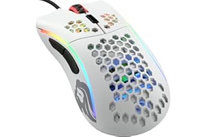 Glorious Gaming Model D- (Piccolo) Mouse da gaming wired - Superleggero 61 g, a nido d'ape, RGB, ergonom., sensore Pixart 3360, Omron Switches, piedini in PTFE, 6 tasti - Bianco opaco