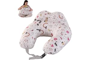 SHANNA Coussin d'Allaitement pour Bébé : Coussin de Grossesse avec Ceinture de Taille Ajustable, Coussin d'Allaitement pour Bébé, Doux et Confortable, Lavable pour les Nouveaux-Nés (Donut Arc-en-Ciel)