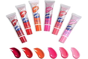 FIDGET PACK 6 Farben Easy Peel Off Lip Gloss Lipstick Magic Lipgloss Set Lip Stain, Lippenstift Set Lippenstift-Fleck, Lip Gloss-Peel und klare Lipgloss-Flecken Peel Off Tattoo Lipstick Lipstain für Frauen