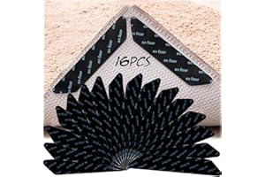 Eruinfang 16 Stück Teppich Antirutschunterlage,Waschbar Antirutschmatte für Teppich,Anti Rutsch Teppichunterlage, Doppelseitige Wiederverwendbar Aufkleber Starke Klebrigkeit, Schwarz