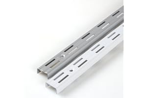 PRIOstahl® Väggskenor för hyllstöd | 2 x skenor | 2 rader | 2 000 mm