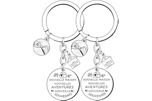 XQXQXZ 2 pièces Porte-clés pour Nouvelle Maison, CNYMANY Nouvelle Maison Nouvelles Aventures Cadeau de Pendaison de Crémaillère Décoration Bijoux Porte-clés pour Nouveau Propriétaire Épouse Mari Amoureux