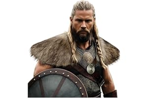 keland Collo Pelliccia Sintetica Vichingo Copri Spalle Pelliccia Celtica per Donna Uomo Halloween (A-Marrone)