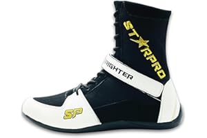 Starpro Superior Boxschuhe Wrestling Schuhe - MMA Muay Thai Kickboxen Sparring Boxers Trainers Kampfsport Schuhe Bodybuilding Boxen Stiefel Sport | Athletik Gummisohle Kletterschuhe Schwarz und Weiß