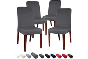 JARITTO Coprisedie con Schienale Sala da Pranzo Elasticizzato Fodere Sedie Moderno Copertura Protettiva della Sedia Lavabile Rimovibile per Hotel Ristorante Festa di Nozze 4 Pezzi (Grigio)