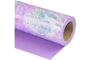 RUSPEPA Papel De Regalo Navideño Reversible - Mini Rollo - 43,2 Cm X 10 M - Reno Púrpura con Diseño De Guirnalda Navideña para Navidad, Vacaciones, Celebración De Fiestas