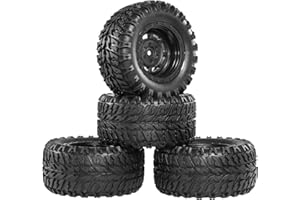RCMOXETO 12mm Hex RC Wheels and Tires Preglued 4PCS 1/10 Scale Off-Road RC Tires and Wheels for RC Short Course Truck Tires with Foam Insert for Traxxas Arrma Redcat HBX Holyton 9205e Deerc 200e 9206e