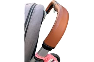 MICROMALL Baby Stroller Leather Armrest Handle Cover Compatible with Cybex balios s Lux Fashion Stroller, Bumper Sleeve Case Bar Protective Covers (Brown)