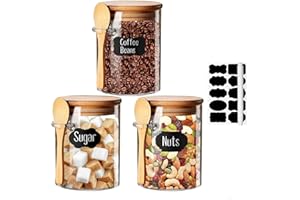 Yalucky Glasbehälter Vorratsdosen mit Deckel Luftdicht und Löffel Overnight Oats Gläser Vorratsgläser für Lebensmittel für Kaffee/Tee/Zucker/Gewürze Meal Prep Glas Aufbewahrung Küche