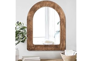 AAZZKANG Retro Arch Mirror - Decorative Hanging Mirror for Bedroom, Bathroom & Living Room - Wood Frame - 50L x 40W cm