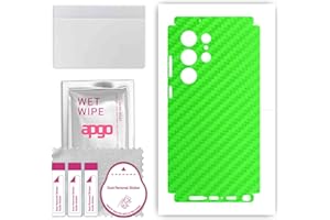 apgo Rückseite + Seiten Schutzfolie, Skin, kompatibel mit Samsung Galaxy S23 Ultra, Hinten Displayschutzfolie aus Vinylfolie, Kratzfest, einfache Montage - Kohlenstoff Grün