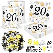 20 stuks servetten oudejaarsavond 12 windlichten tafeldecoratie 500 confettistrooidecoratie zwart goud, oudejaarsavond decoratie 2026, Happy New Year decoratie geschenken, nieuwjaarsgeschenken