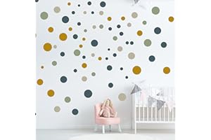 ELES VIDA - Wandtattoo Punkte fürs Kinderzimmer - 100 Stück Wandsticker Set - Pastell Farben für Baby zum Kleben Wandaufkleber Sticker - Wandfolie Dots Kreise, Pastell Olivgrün Dunkelblau Kaki Grau