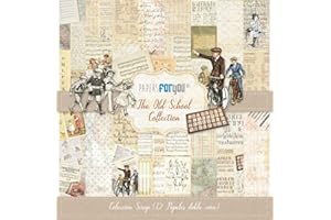 PAPERSFORYOU Papers For You - Kit de Papeles para Scrapbooking y Manualidades | Colección "The Old School" | Incluye 12 Papeles a Doble Cara con Diseños Diferentes | Tamaño 30,48 x 30,48 cm (12" x 12")