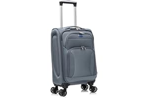 Aerostar Carry-on 20" Lightweight Soft Expandable Suitcase, Hand Luggage 4 Wheels & Combination Lock, 55x35x20cm | Accepted All Airlines easyjet, RyanAir, British Airways (Grey, 32 litres)