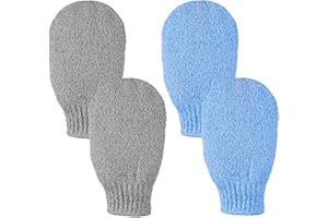 ASYKNM Lot de 2 paires de gants exfoliants pour éliminer la saleté et les peaux mortes du corps sous la douche ou dans le bain - Idéal contre la kératose pilaire et pour l'élimination du bronzage