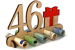 Giftota Regalo de Madera para 46 Cumpleaños - Libro de Visitas de Letrero de Madera de 46 Años para Hombres y Mujeres - Regalo de Dinero de Madera - Decoración de Madera para Amigos y Familiares